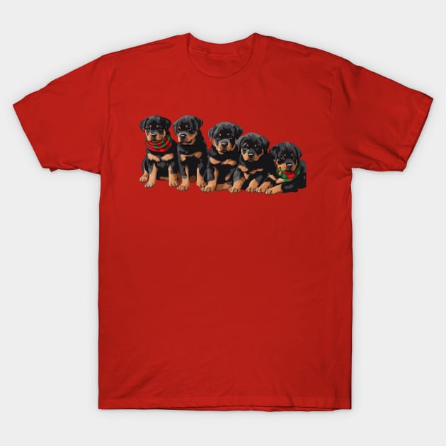 Merry Chrismutts Christmas Holiday Puppies T-Shirt by taiche